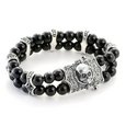 Dual bracelet "Skull lock" with skull closure and agate