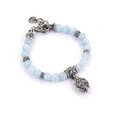 Bracelet "Skull on the shield" with blue agate with a "carabiner" lock