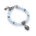 Bracelet "Skull on the shield" with blue agate with a "carabiner" lock