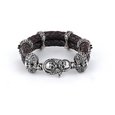 Bracelet "Liliaceous 2" with skulls on brown leather with stones 