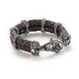 Bracelet "Liliaceous" with lions on brown leather without stones