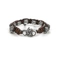 Braided bracelet "Skull beads" brown leather