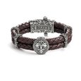 Bracelet "Lily & cross" on brown leather without stones