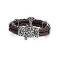 Bracelet "Lily & cross" on brown leather without stones