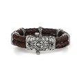 Bracelet "Liliaceous" monolith on brown leather with lily without stones