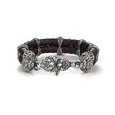 Bracelet "Liliaceous" with lions on brown leather without stones