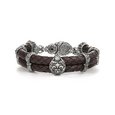 Bracelet "Liliaceous" with lions on brown leather without stones