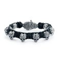 Braided bracelet "Skull beads" black leather