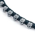 Braided bracelet "Skull beads" black leather