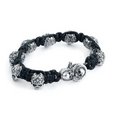 Braided bracelet "Skull beads" black leather