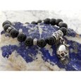 Bracelet "Skull & tattoo machine" with agate with a "snake" lock 