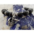 Bracelet "Skull & tattoo machine" with agate with a "snake" lock 