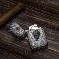 Silver case for lighter "Black Flame"